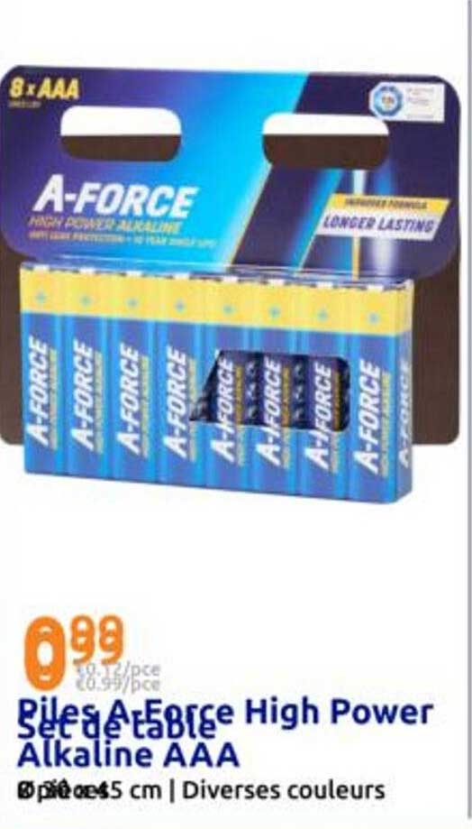 Piles A-Force High Power Set de table Alkaline AAA
