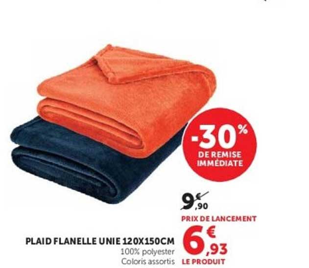 PLAID FLANELLE UNIE 120X150CM