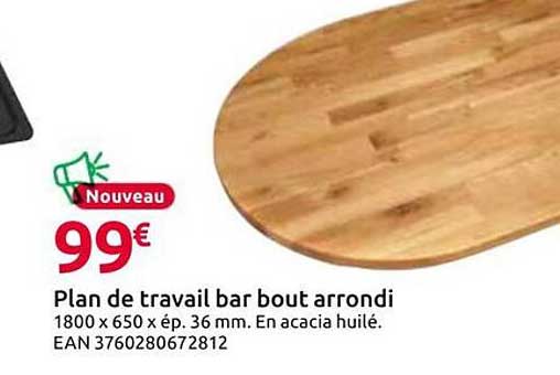Plan de travail bar bout arrondi