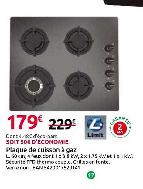 Plaque de cuisson à gaz