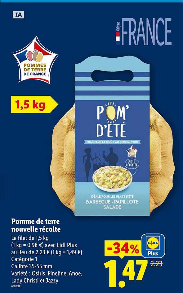 Pomme de terre nouvelle récolte