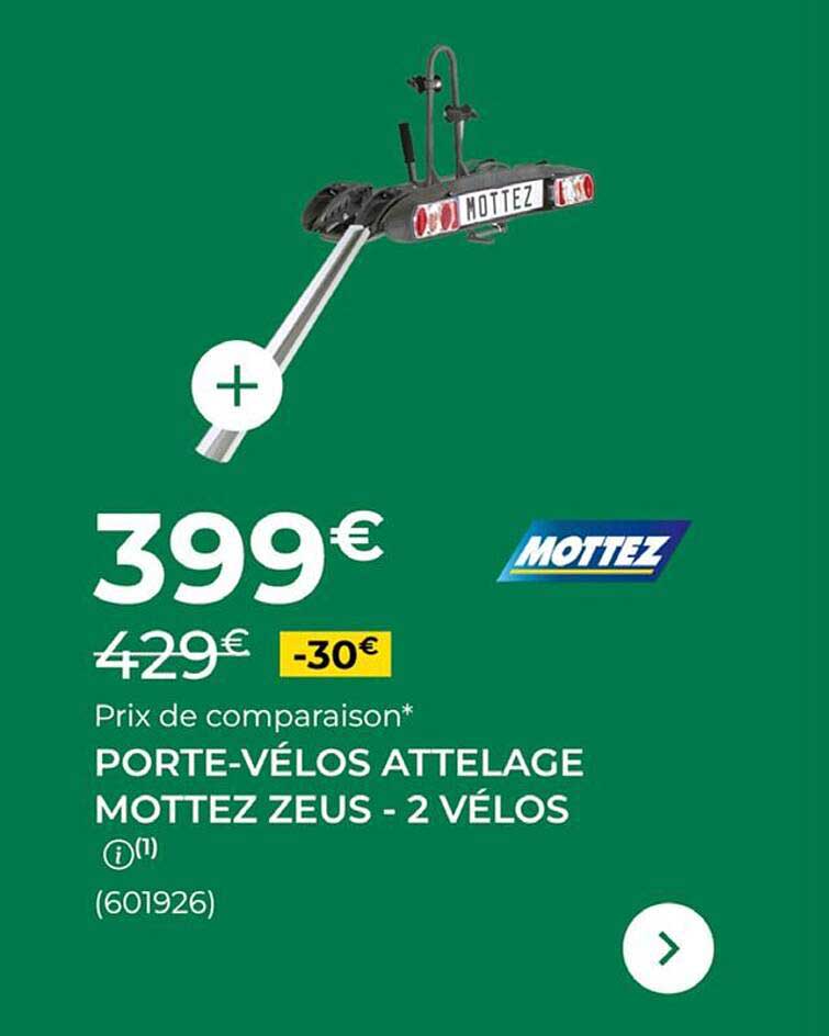 PORTE-VÉLOS ATTELAGE MOTTEZ ZEUS - 2 VÉLOS