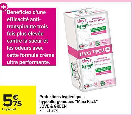 Protections hygiéniques hypoallergéniques "Maxi Pack" LOVE & GREEN
