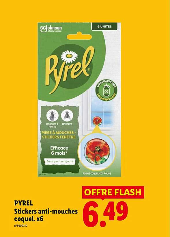 PYREL Stickers anti-mouches coquel. x6