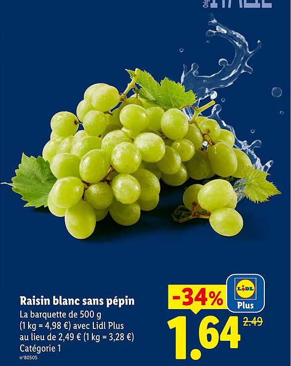 Raisin blanc sans pépin