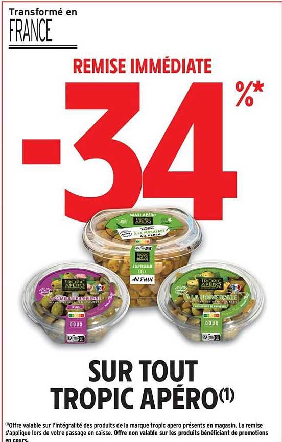 REMISE IMMÉDIATE -34% SUR TOUT TROPIC APÉRO(1)