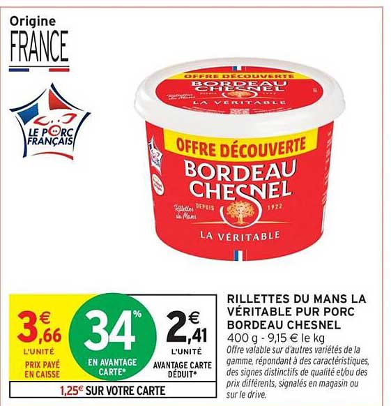 RILLETTES DU MANS LA VÉRITABLE PUR PORC BORDEAU CHESNEL