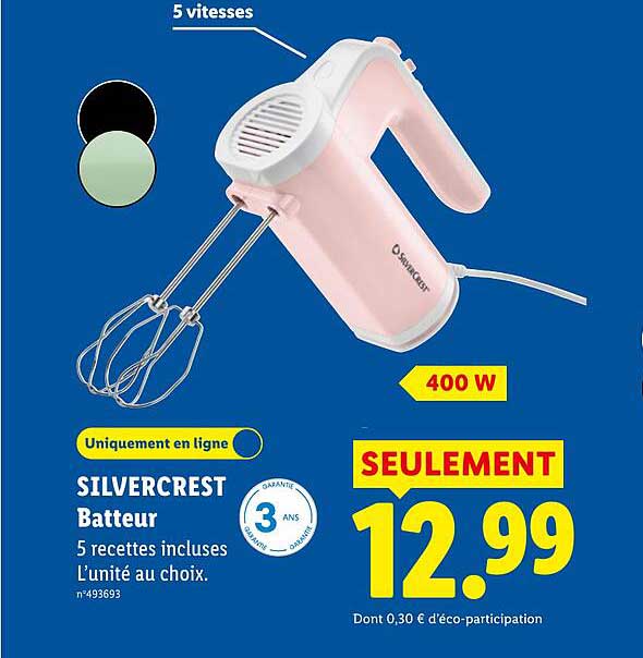 SILVERCREST Batteur 5 recettes incluses L'unité au choix.