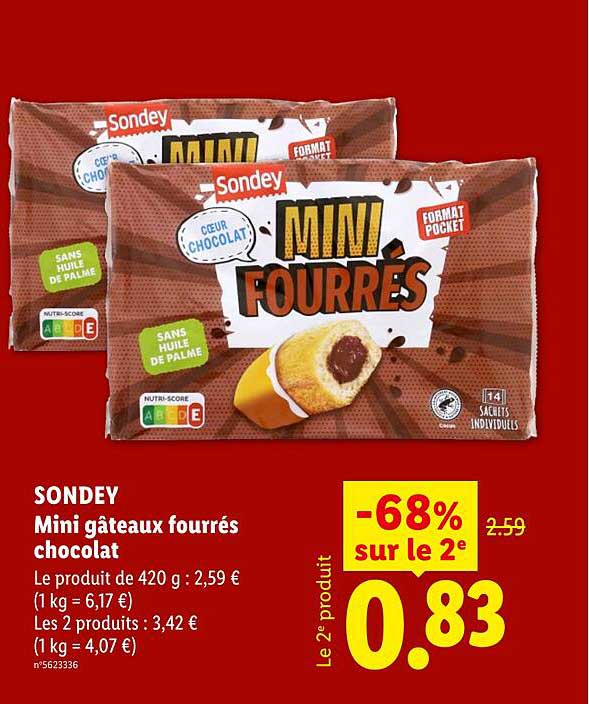 SONDEY Mini gâteaux fourrés chocolat