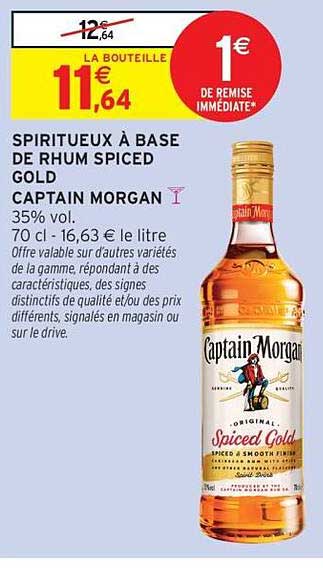 SPIRITUEUX À BASE DE RHUM SPICED GOLD CAPTAIN MORGAN