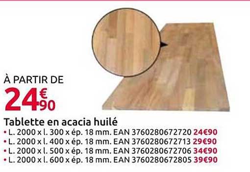 Tablette en acacia huilé