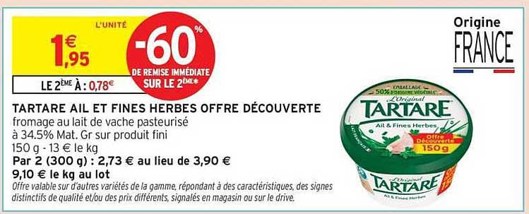 TARTARE AIL ET FINES HERBES OFFRE DÉCOUVERTE