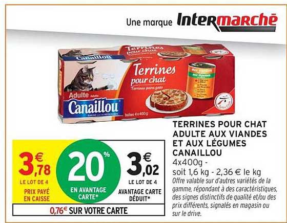 TERRINES POUR CHAT ADULTE AUX VIANDES ET AUX LÉGUMES CANAILLOU