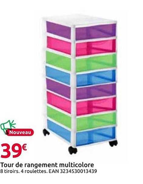 Tour de rangement multicolore