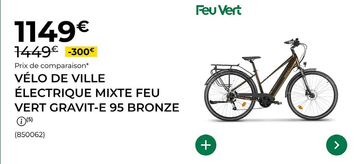 VÉLO DE VILLE ÉLECTRIQUE MIXTE FEU VERT GRAVIT-E 95 BRONZE