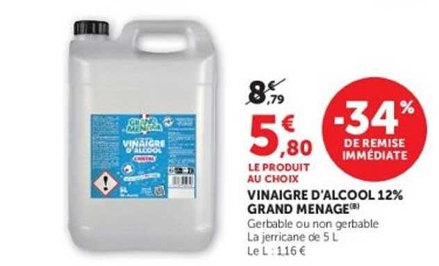 VINAIGRE D'ALCOOL 12% GRAND MENAGE®