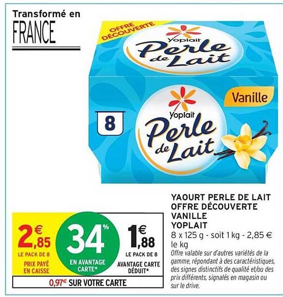 YAOURT PERLE DE LAIT OFFRE DÉCOUVERTE VANILLE YOPLAIT