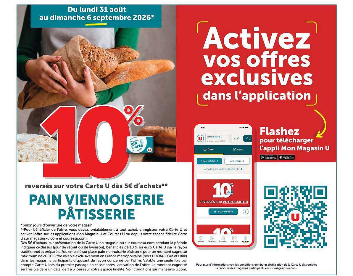 10% reversés sur votre Carte U dès 5€ d'achats**