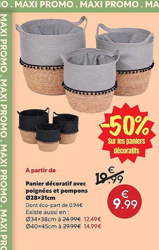 -50% sur les paniers décoratifs