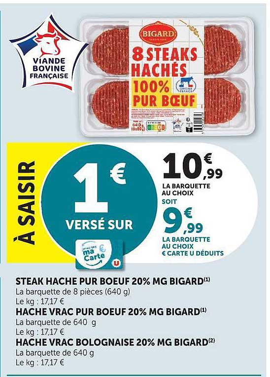 8 STEAKS HACHES 100% PUR BOEUF