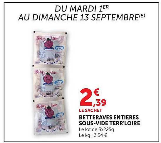 BETTERAVES ENTIRES SOUS-VIDE TERR'LOIRE