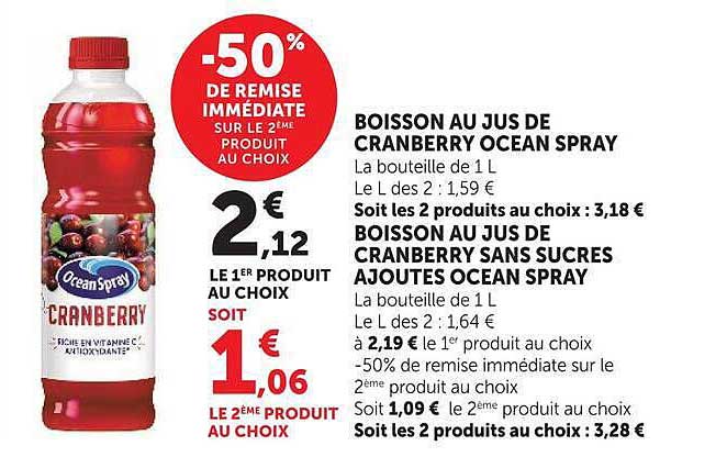 BOISSON AU JUS DE CRANBERRY OCEAN SPRAY