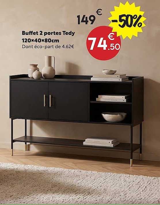 Buffet 2 portes Tedy 120×40×80cm