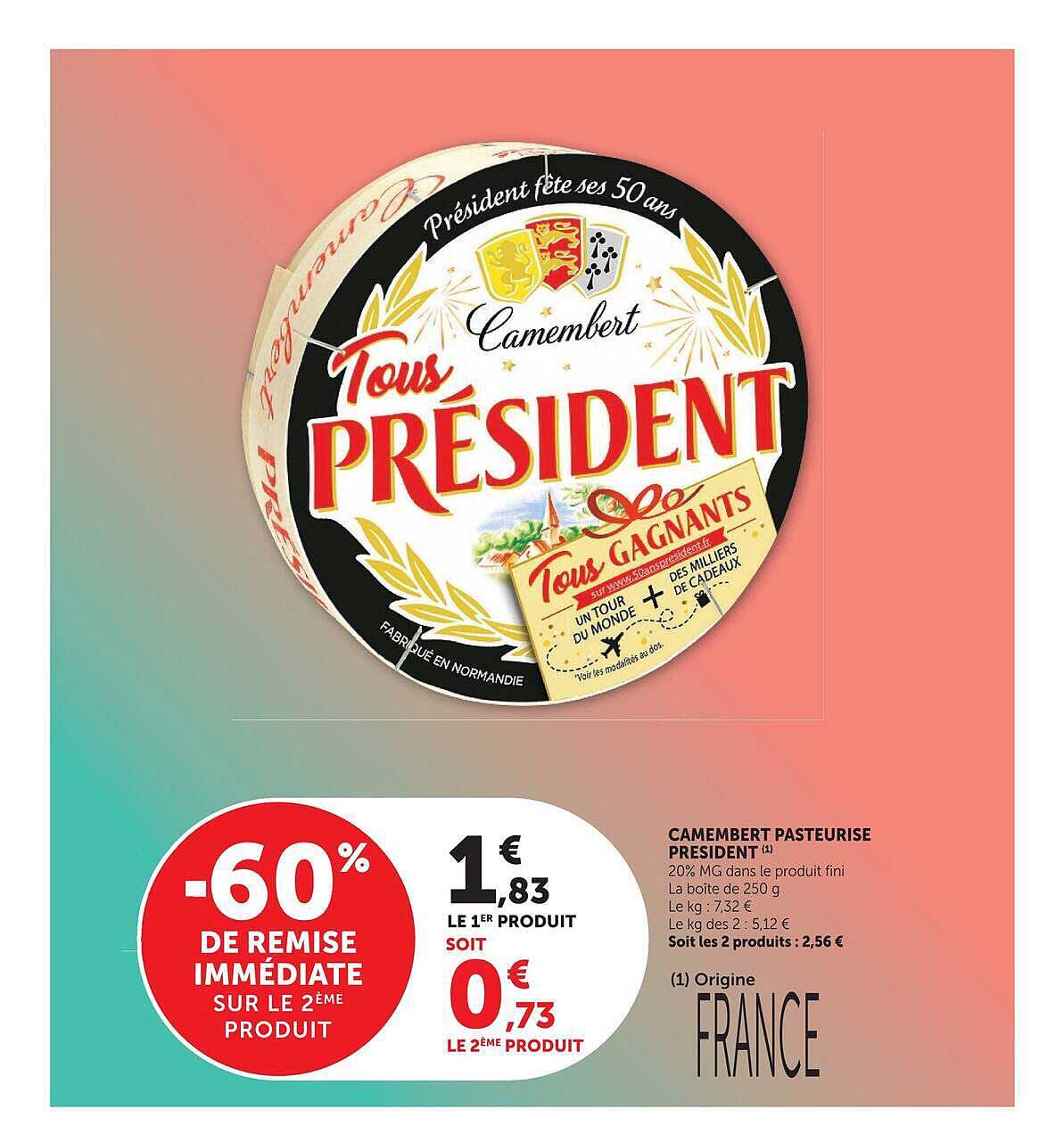 Camembert pasteurisé Président