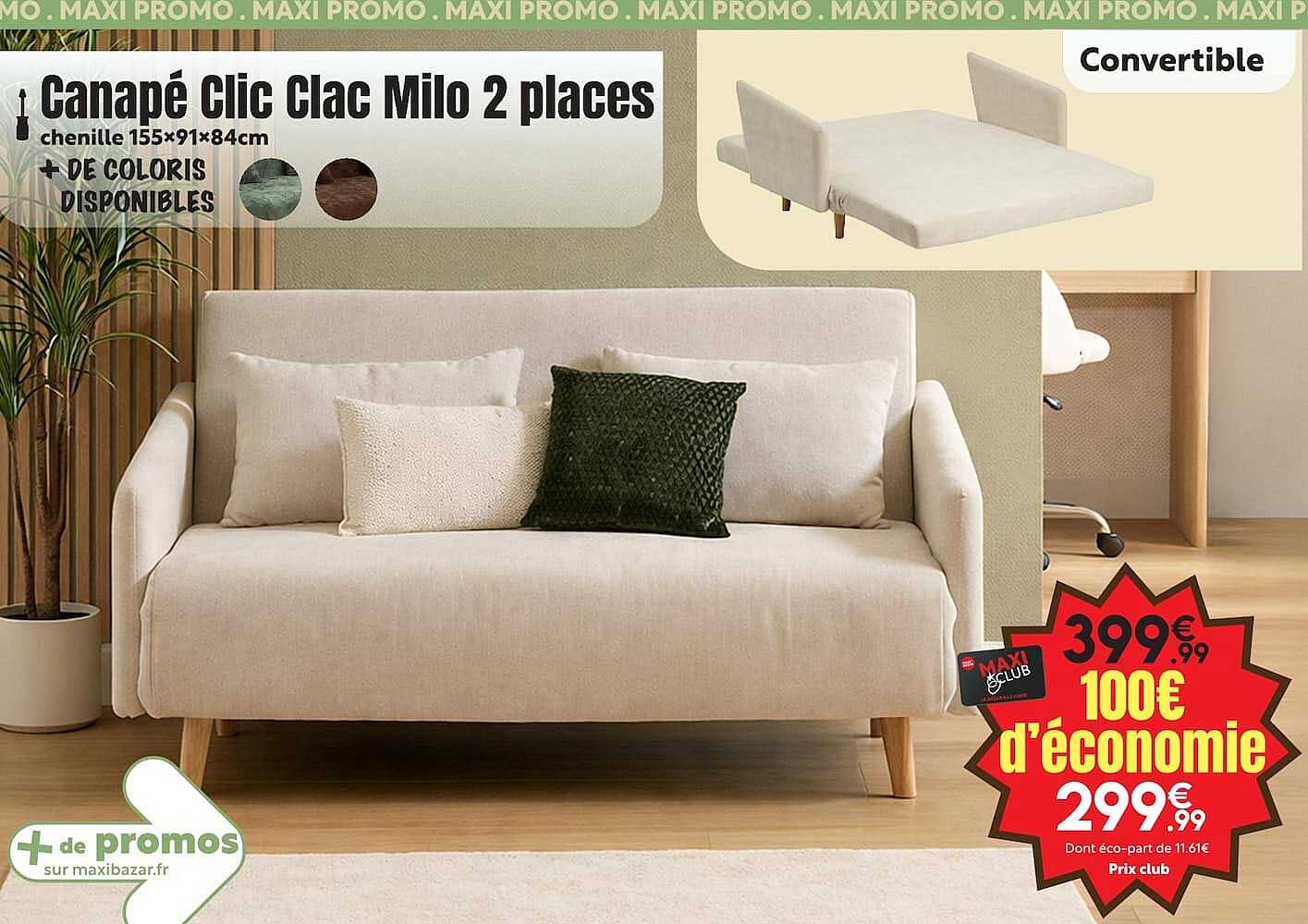 Canapé Clic Clac Milo 2 places