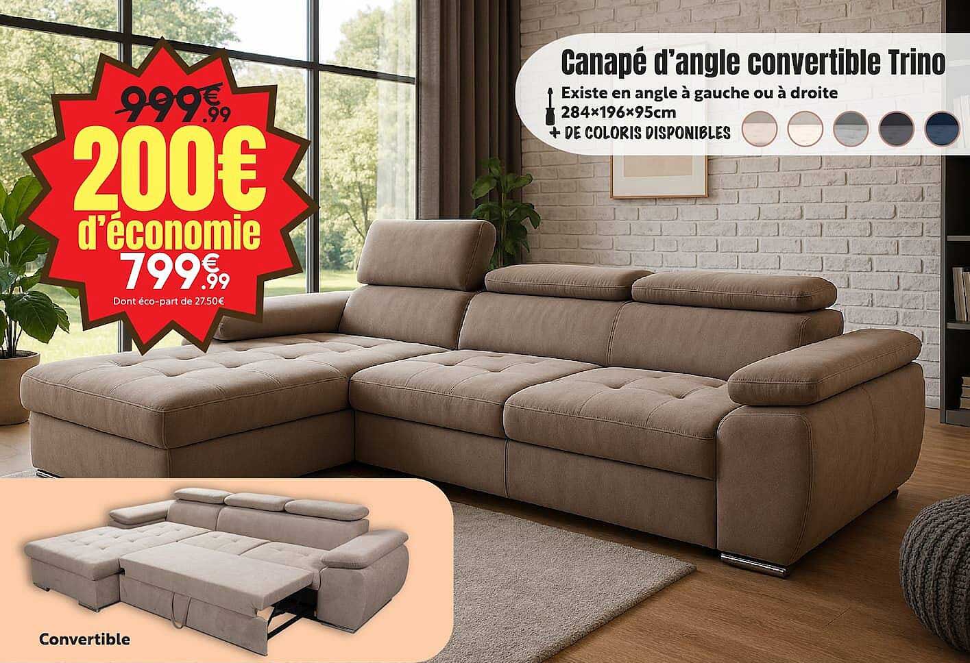 Canapé d'angle convertible Trino