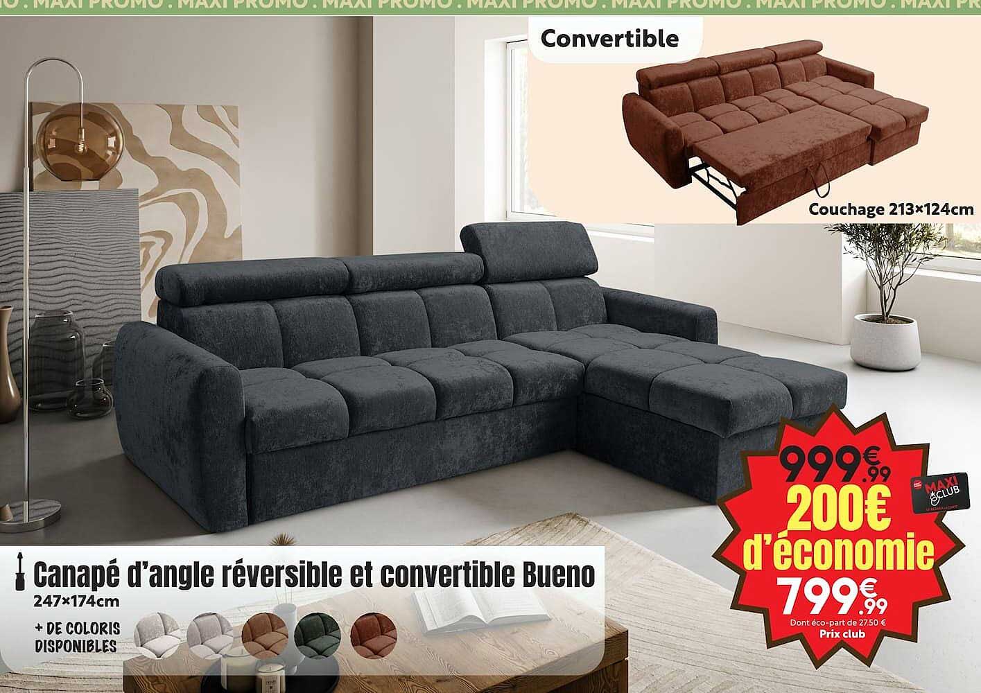 Canapé d’angle réversible et convertible Bueno