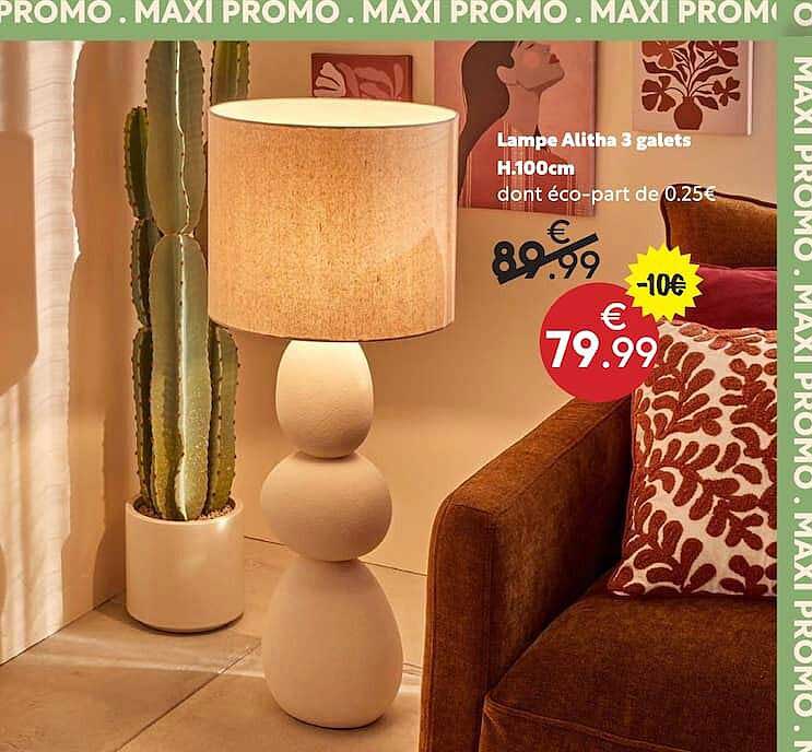 Lampe Alitha 3 galets H.100cm dont éco-part de 0.25€