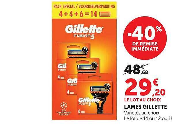 LE LOT AU CHOIX LAMES GILLETTE