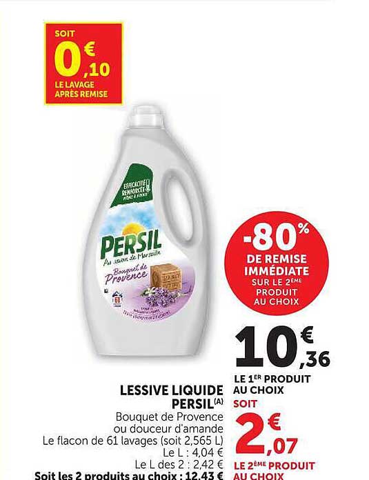 LESSIVE LIQUIDE PERSIL Bouquet de Provence ou douceur d’amande