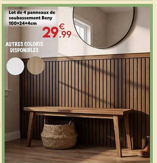 Lot de 4 panneaux de soubassement Beny 100×24×4cm
