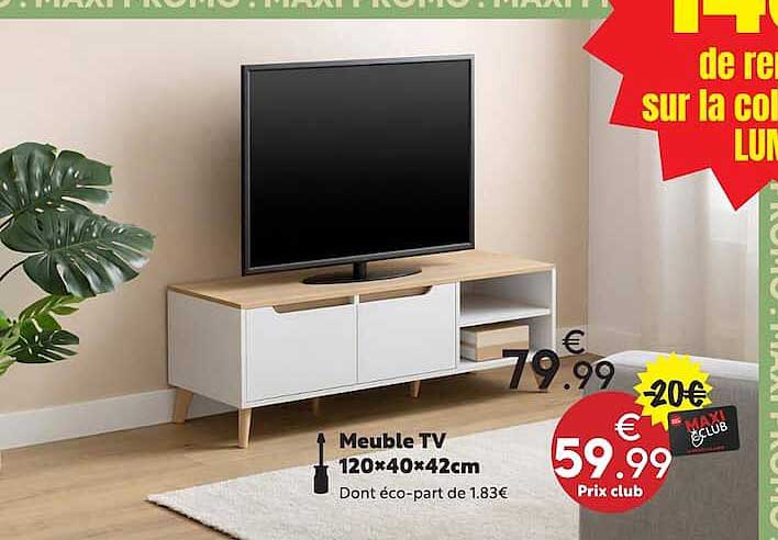 Meuble TV 120×40×42cm
