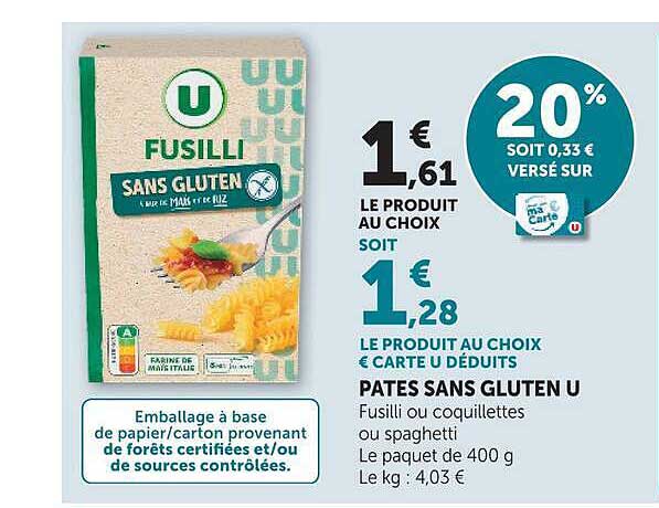 PATES SANS GLUTEN U