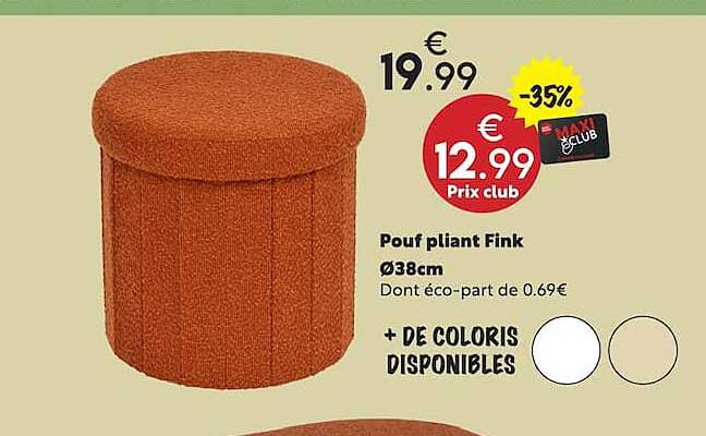 Pouf pliant Fink Ø38cm