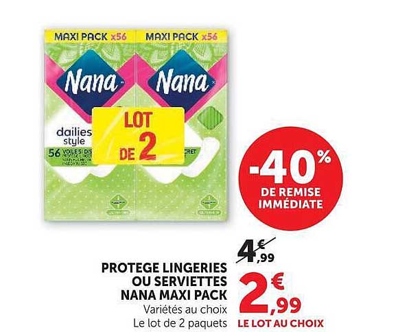 PROTEGE LINGERIES OU SERVIETTES NANA MAXI PACK