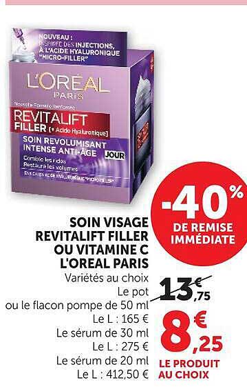 SOIN VISAGE REVITALIFT FILLER OU VITAMINE C L'OREAL PARIS