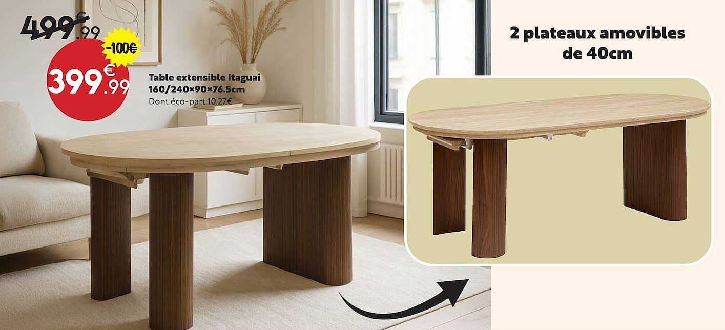 Table extensible Itaguai 160/240×90×76.5cm