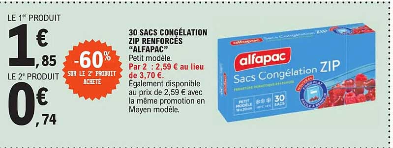 30 SACS CONGÉLATION ZIP RENFORCÉS "ALFAPAC"