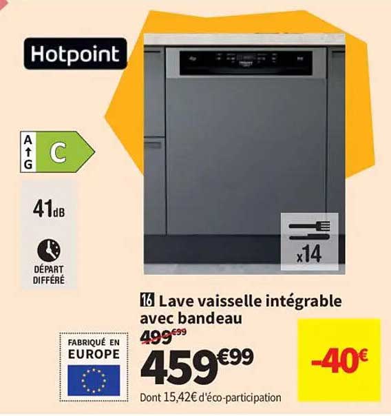 16 Lave vaisselle intégrable avec bandeau