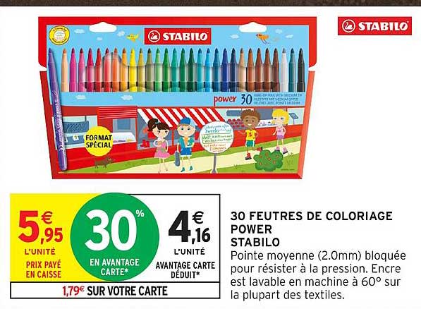 30 FEUTRES DE COLORIAGE POWER STABILO