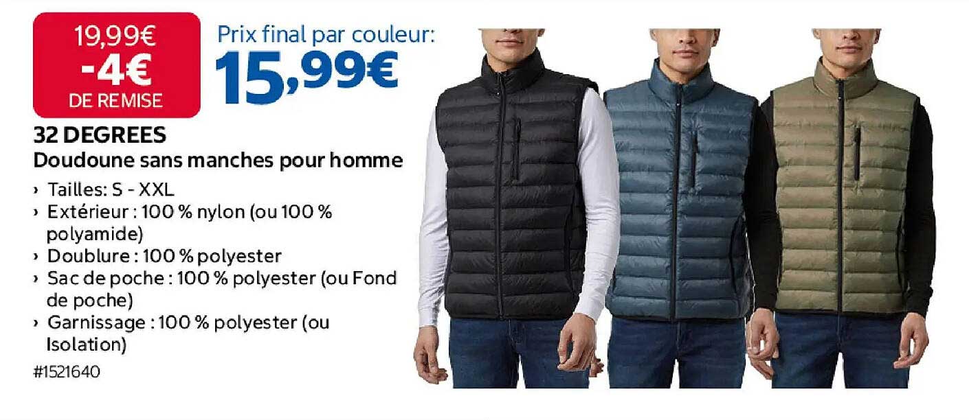 32 DEGREES Doudoune sans manches pour homme