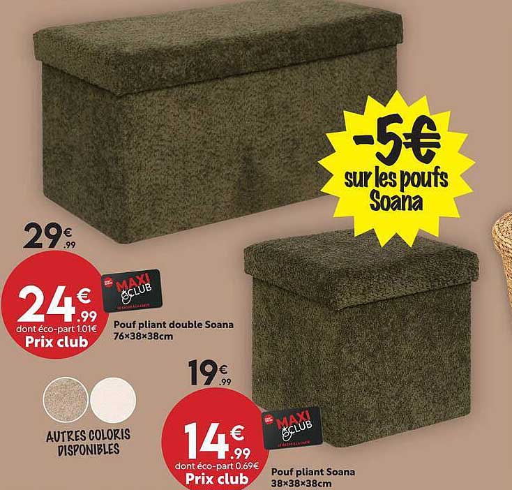 -5€ sur les poufs Soana