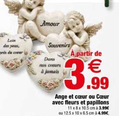 Ange et coeur ou Coeur avec fleurs et papillons
