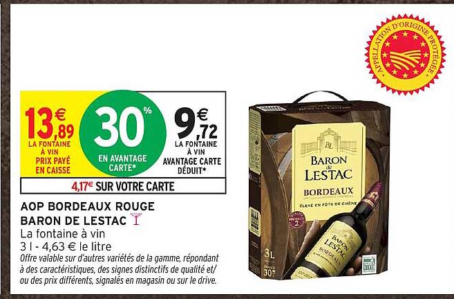 AOP BORDEAUX ROUGE BARON DE LESTAC La fontaine à vin