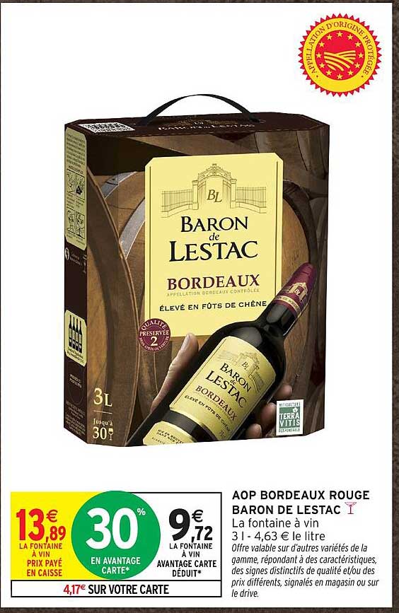 AOP BORDEAUX ROUGE BARON DE LESTAC