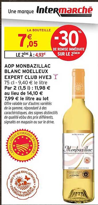 AOP MONBAZILLAC BLANC MOELLEUX EXPERT CLUB HVE3